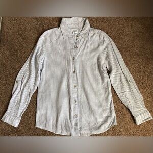 Sigrid Olsen Linen Top Blue & White Striped Women’s Small